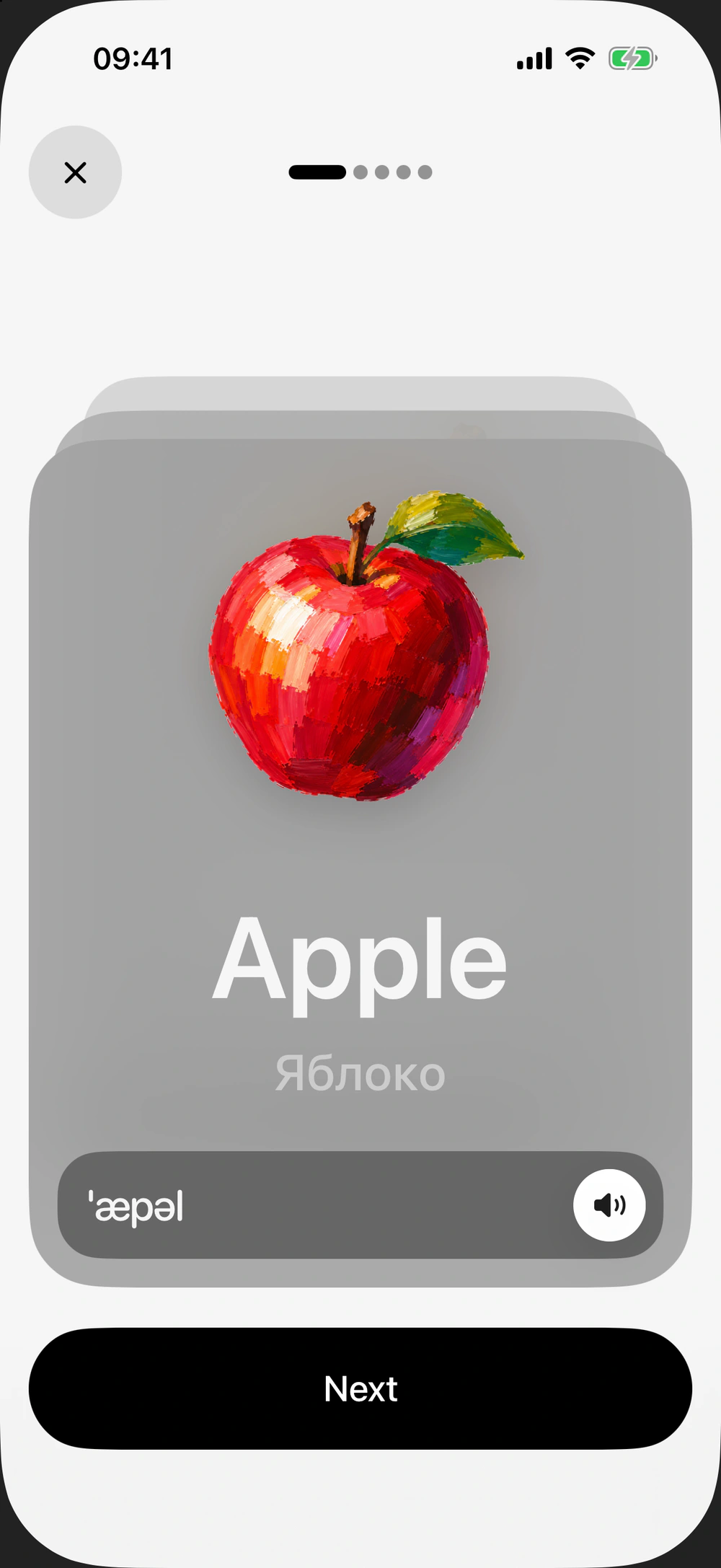 Review: picture, word, transcription, translation and sound